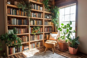 13 Stunning DIY Bookshelf with Houseplants for a Cozy Home Library