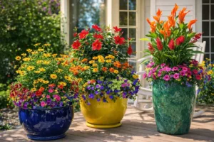 Front Porch Flower Pots Full Sun Inspiring Container Garden Ideas with Long-Blooming Flowers