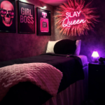 College Dorm Room Ideas for Black Women Aesthetic Neon Pink  Black Room Decor Inspiration