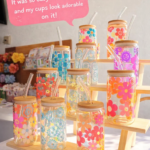 Wooden Tiered Display Stand for Glass Cups  Craft Fair Booth Decor