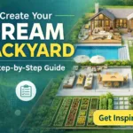 Modern Backyard Landscape Design with Pool Playground and Vegetable Garden