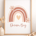 Boho Terracotta Rainbow Nursery Wall Art Decor  Minimalist Earth Tone Illustration